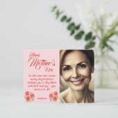  Foto & Bloemen Decor – Pastel Roze Feestdagenkaart (Staand voorkant)