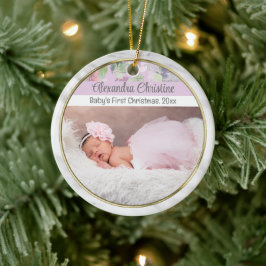 Foto Bloemen Dubbelzijdig 2 Afbeelding Baby First Keramisch Ornament