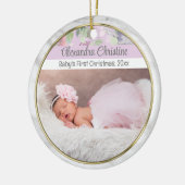 Foto Bloemen Dubbelzijdig 2 Afbeelding Baby First Keramisch Ornament (Links)