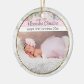 Foto Bloemen Dubbelzijdig 2 Afbeelding Baby First Keramisch Ornament (Links)