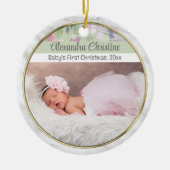 Foto Bloemen Dubbelzijdig 2 Afbeelding Baby First Keramisch Ornament (Voorkant)