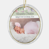 Foto Bloemen Dubbelzijdig 2 Afbeelding Baby First Keramisch Ornament (Links)