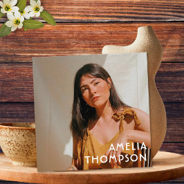 Foto Bloemen Groen Mosterd Geel Retro Bloem Vierkante Visitekaartje