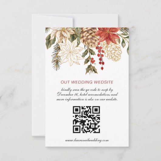 Foto Bloemen Kerstmis Winter Bruiloft RSVP Kaartje (Voorkant)