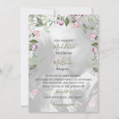 Foto Bloemen Paars Goud Roze Bruiloft Kaart (Voorkant)