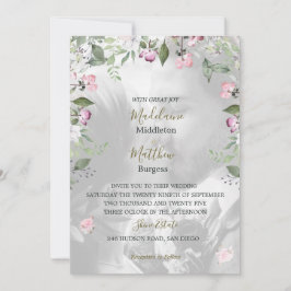 Foto Bloemen Paars Goud Roze Bruiloft Kaart