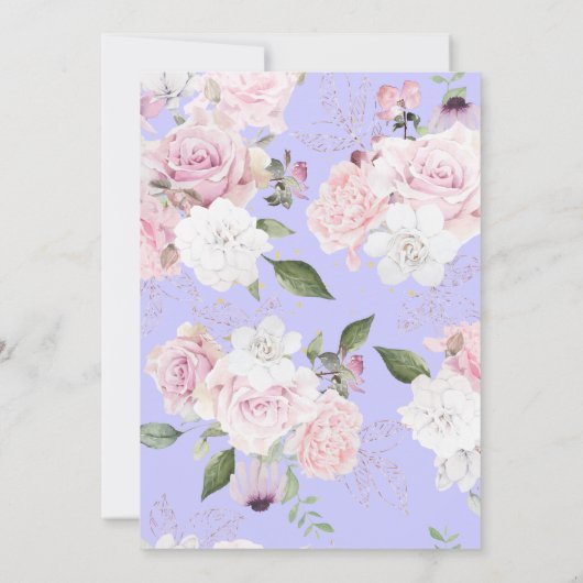 Foto Bloemen Paars Goud Roze Bruiloft Kaart (Achterkant)