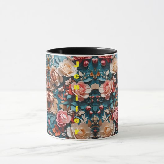 Foto Bloemen patronen verbeelden een moderne huwel Mok (Midden)