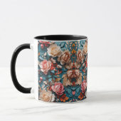 Foto Bloemen patronen verbeelden een moderne huwel Mok (Links)