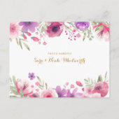 Foto Bloemen Script Dank u geboorte aankondiging (Achterkant)