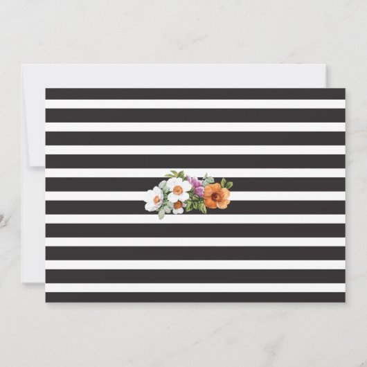 Foto Bloemen Stripe Bloemen Roze Verjaardag Uitnod Kaart (Achterkant)