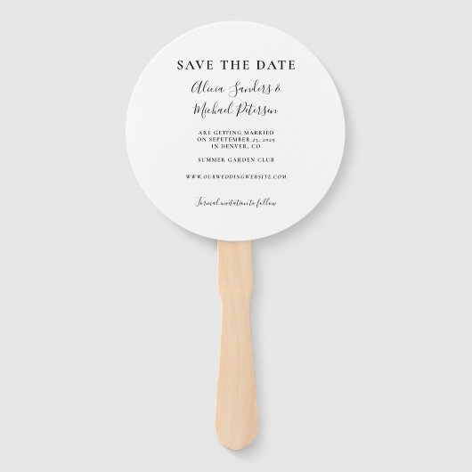 Foto bloemenrustieke chique bruiloft opslaan van d handwaaier (Achterkant)