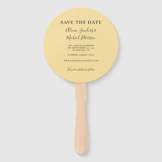 Foto bloemenrustieke chique bruiloft opslaan van d handwaaier (Achterkant)