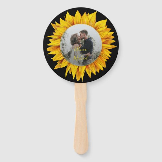 Foto bloemenrustieke elegante bruiloft bespaar de  handwaaier (Voorkant)