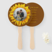 Foto bloemenrustieke elegante bruiloft bespaar de  handwaaier (Voorkant en achterkant)