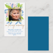 Foto bloemige gebedskaart herdenkingsviering leven visitekaartje (Voorkant / Achterkant)