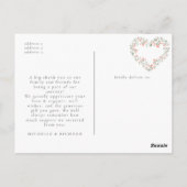 Foto Bloemrijke Hart Elegant Baby shower Dank u Briefkaart (Achterkant)