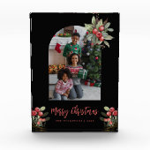 Foto Blok Boog Cranberry Prettig Kerstfeest Zwart  (Voorkant)