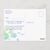 Foto Blue Bubbles kinderen Birthday Party Dank je Briefkaart (Achterkant)