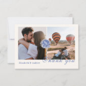 Foto Blue Chinoiserie Floral Botanical Wedding Bedankkaart (Voorkant)