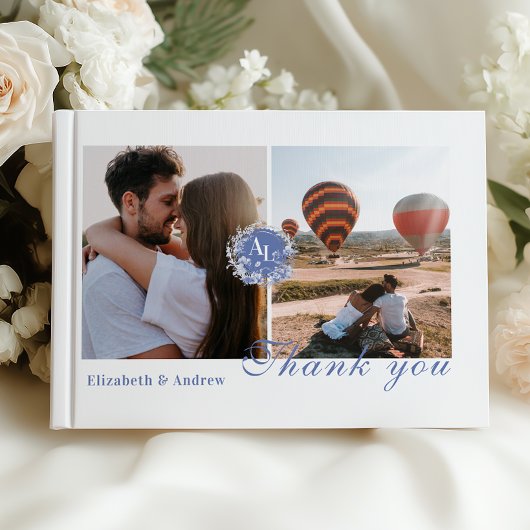 Foto Blue Chinoiserie Floral Botanical Wedding Gastenboek