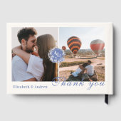 Foto Blue Chinoiserie Floral Botanical Wedding Gastenboek (Achterkant)