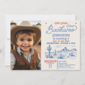 Foto Blue Cowboy Little Buckaroo Verjaardag Kaart (Voorkant)
