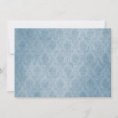 Foto Blue Damask Monogram Huwelijksuitnodiging Kaart (Achterkant)