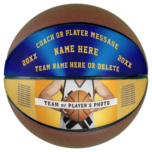 Foto Blue en Gold Personalized Basketball Ball Basketbal (Voorkant)