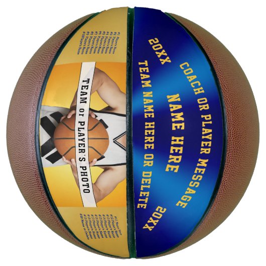 Foto Blue en Gold Personalized Basketball Ball Basketbal (Verticaal)