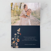 Foto Blue Floral Boho Wedding Hartelijk dank Bedankkaart