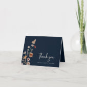 Foto Blue Floral Boho Wedding Hartelijk dank Bedankkaart (Voorkant)