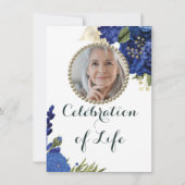 Foto Blue Floral Budget Celebration of Life Kaart (Achterkant)