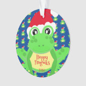 Foto Blue Frog Santa Hat Pattern Schattige Kerst Ornament (voorkant)