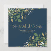 Foto: Blue & Gold Foil Glitter Wedding Congrations Kaart (Voorkant)