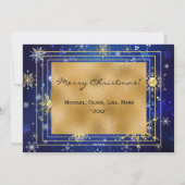 Foto Blue Gold Snowflake Xmas kerstfeestdag Feestdagenkaart (Achterkant)