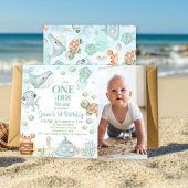 Foto Blue Grey Oneder The Zee Boys 1st Birthday Kaart