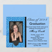 Foto: Blue Leopard Afstuderen Invitation Kaart (Voorkant / Achterkant)