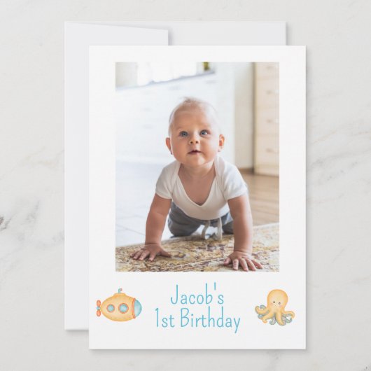 Foto Blue Ocean Oneder Het Zee 1e verjaardag Kaart (Achterkant)