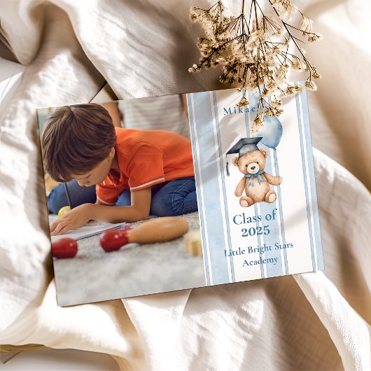 Foto Blue Preschool Teddy Bear Afstuderen Aankondiging