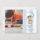 Foto Blue Preschool Teddy Bear Afstuderen Aankondiging (Voorkant)