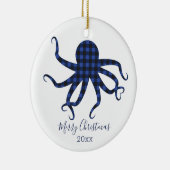 Foto Blue Pset Octopus Kerstmis Keramisch Ornament (Rechts)