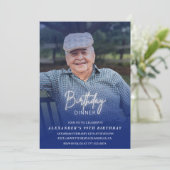 Foto Blue Shadow Verjaardagsdiner 99e verjaardag Kaart (Staand voorkant)