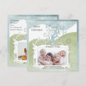 Foto Blue Snowflake Kerstboom Schattige Bird Feestdagenkaart (Voorkant / Achterkant)