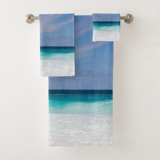 Foto Blue Turquoise Aqua White Beach Bad Handdoek (Insitu)