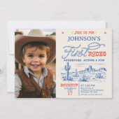 Foto Blue Western Desert Rodeo 1st Birthday Kaart (Voorkant)