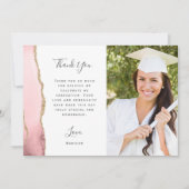 Foto Blush Agate Goud Script Afstuderen Bedankkaart (Voorkant)
