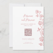 Foto Blush Hand Getrokken Rozen QR Code Website Save The Date (Achterkant)
