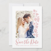 Foto Blush Hand Getrokken Rozen Romantisch Eenvoud Save The Date (Voorkant)