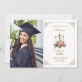 Foto Blush Pink Floral Law School Afstuderen Aankondiging (Voorkant)